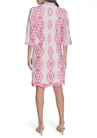 Women's 3/4 Sleeve Printed A-Line Dress