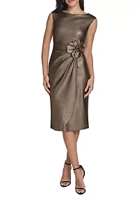 Women's Short Sleeve Boat Neck Solid Knit Slim Dress