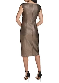 Women's Short Sleeve Boat Neck Solid Knit Slim Dress