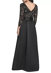 Women's 3/4 Sleeve Satin A-Line Dress