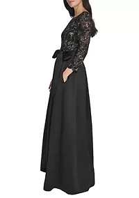 Women's 3/4 Sleeve Satin A-Line Dress