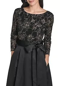 Women's 3/4 Sleeve Satin A-Line Dress