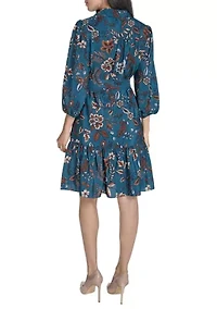 Women's Collared Neck Floral Print Dress