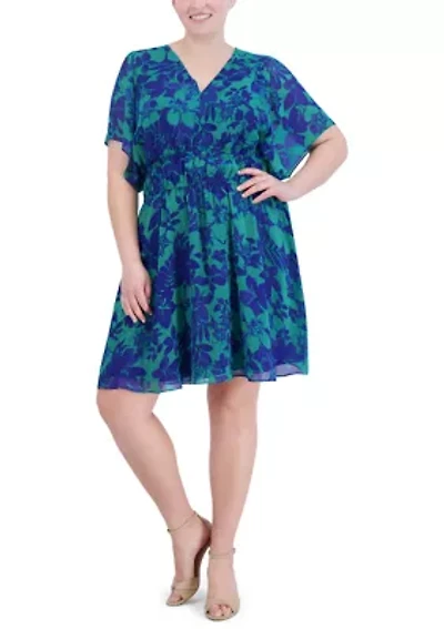 Plus Printed Chiffon Dress
