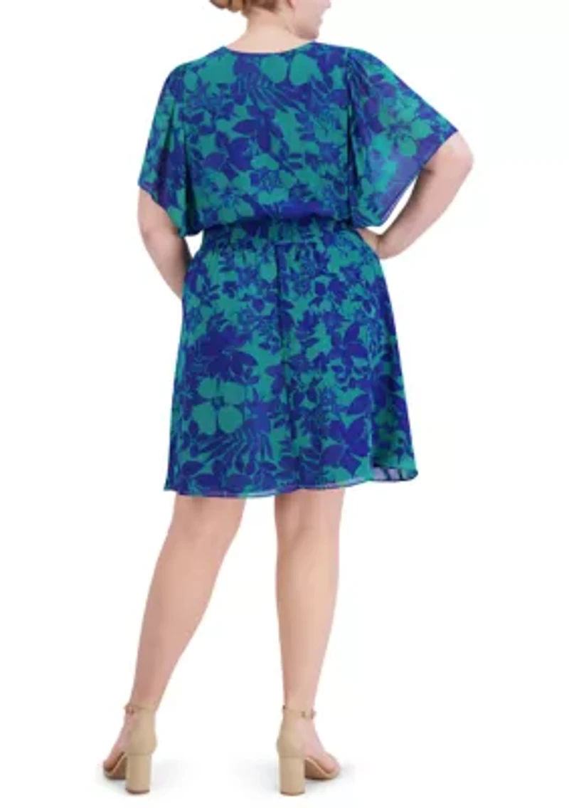 Plus Printed Chiffon Dress