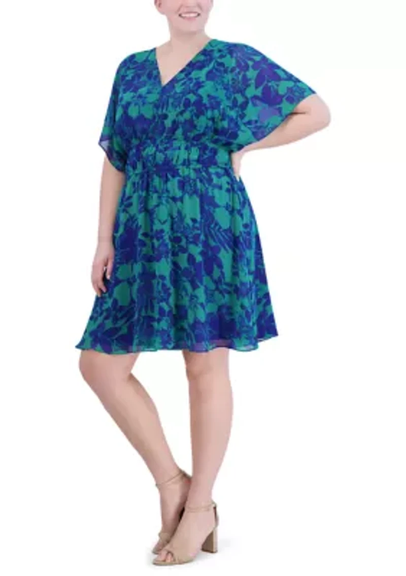 Plus Printed Chiffon Dress