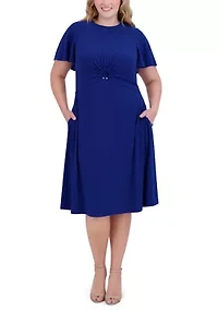 Plus Short Sleeve Fit and Flare Dress