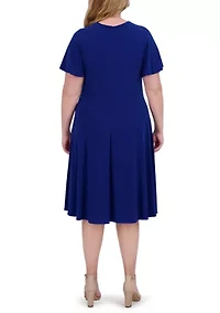 Plus Short Sleeve Fit and Flare Dress