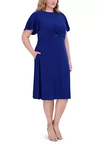 Plus Short Sleeve Fit and Flare Dress
