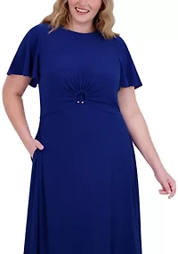 Plus Short Sleeve Fit and Flare Dress