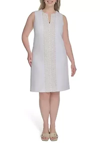 Plus Sleeveless Embroidered Dress