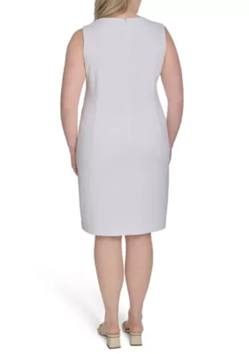 Plus Sleeveless Embroidered Dress