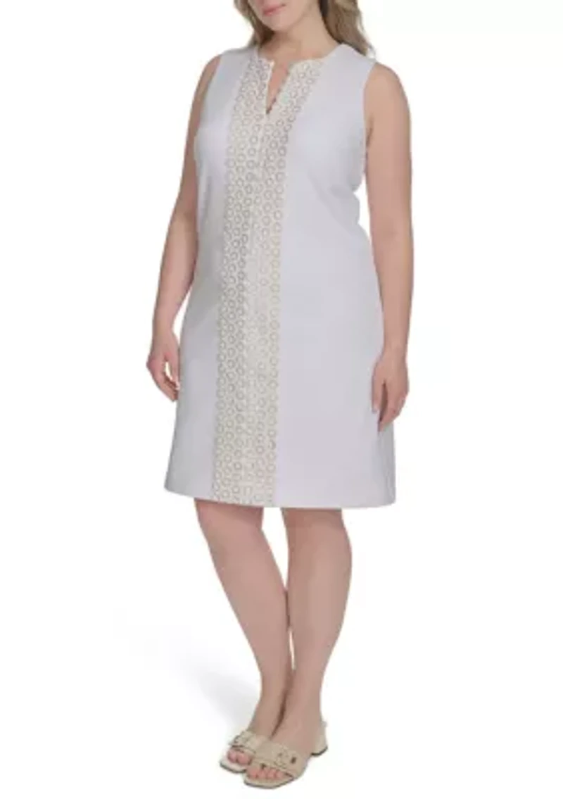 Plus Sleeveless Embroidered Dress
