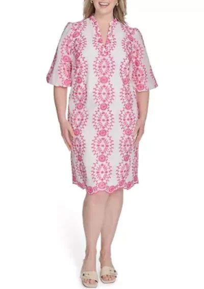 Plus Embroidered Cotton Dress