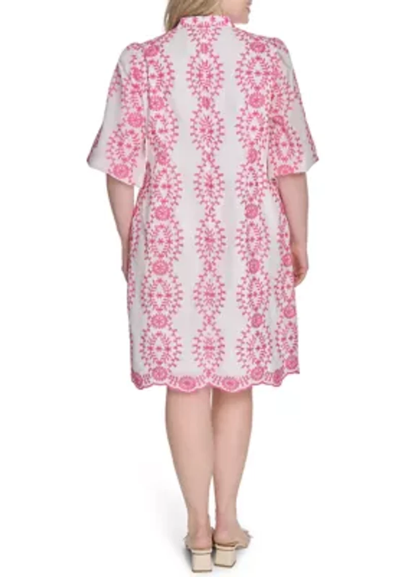 Plus Embroidered Cotton Dress