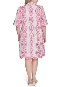 Plus Embroidered Cotton Dress