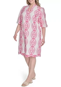 Plus Embroidered Cotton Dress