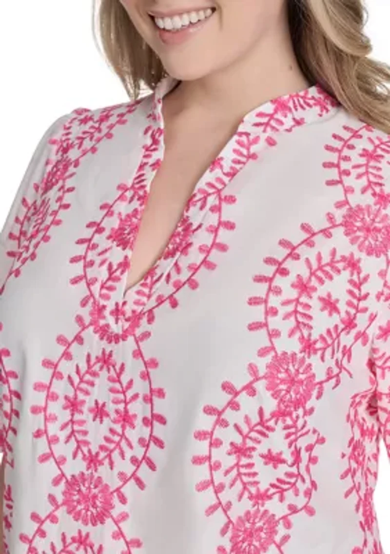 Plus Embroidered Cotton Dress
