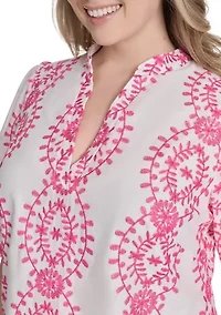Plus Embroidered Cotton Dress