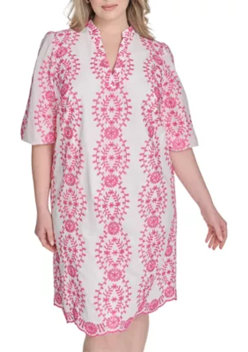 Plus Embroidered Cotton Dress