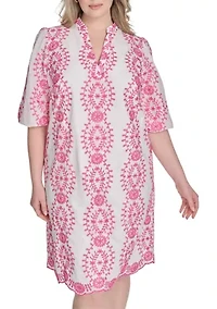 Plus Embroidered Cotton Dress