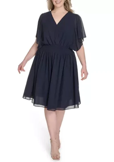 Plus Chiffon Fit and Flare Dress