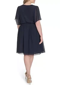 Plus Chiffon Fit and Flare Dress