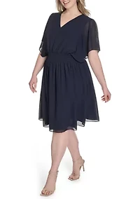 Plus Chiffon Fit and Flare Dress