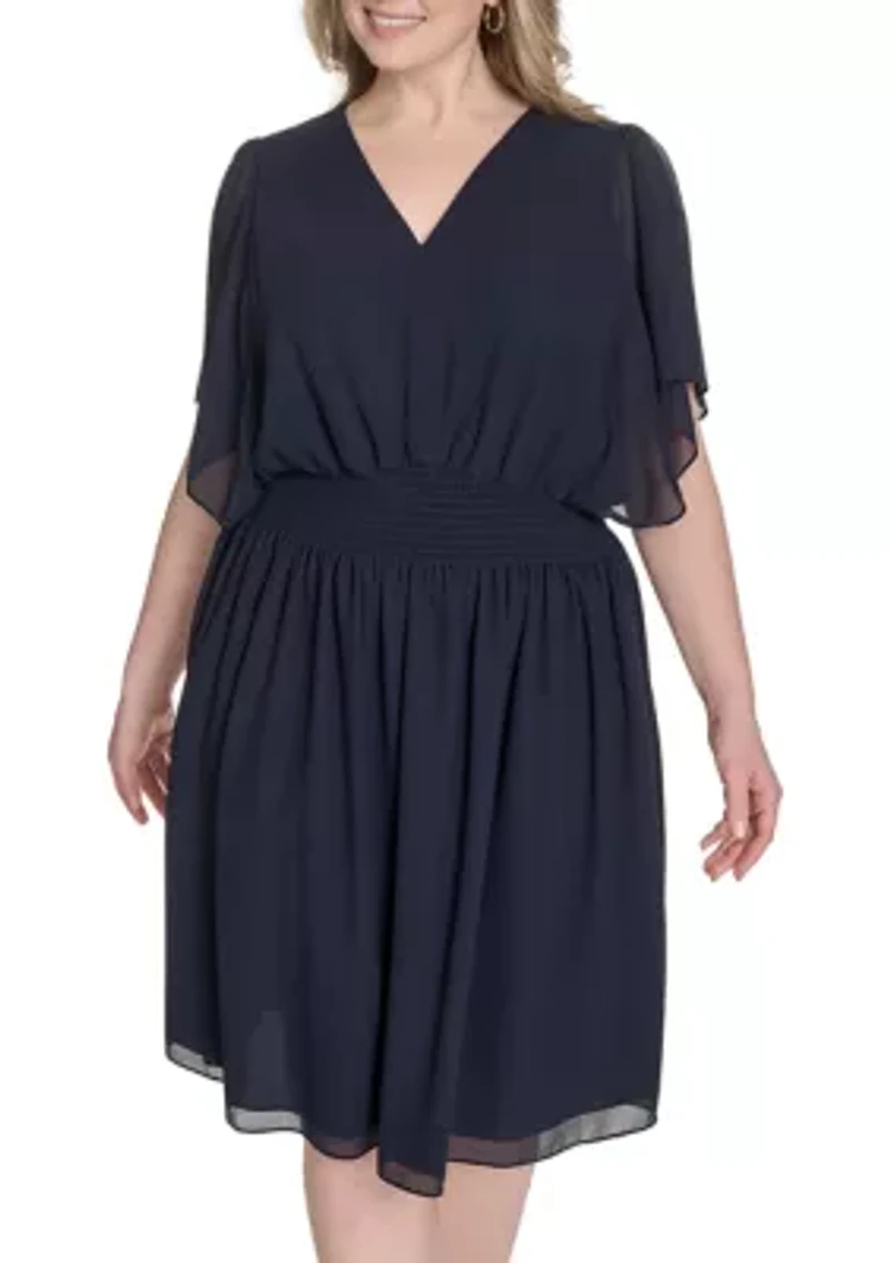 Plus Chiffon Fit and Flare Dress