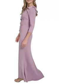Women's Three-Quarter Bow Shoulder Gown