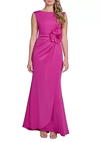 Women's Sleeveless Rose Waist Gown