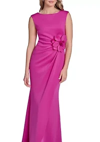 Women's Sleeveless Rose Waist Gown