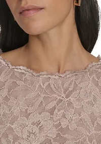 Women's Long Sleeve Shimmer Lace Gown