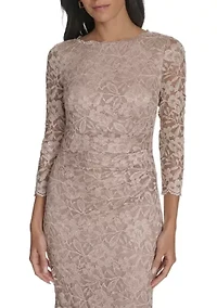Women's Long Sleeve Shimmer Lace Gown