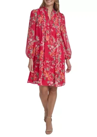 Women's Long Blouson Sleeves Mini Dress