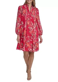 Women's Long Blouson Sleeves Mini Dress