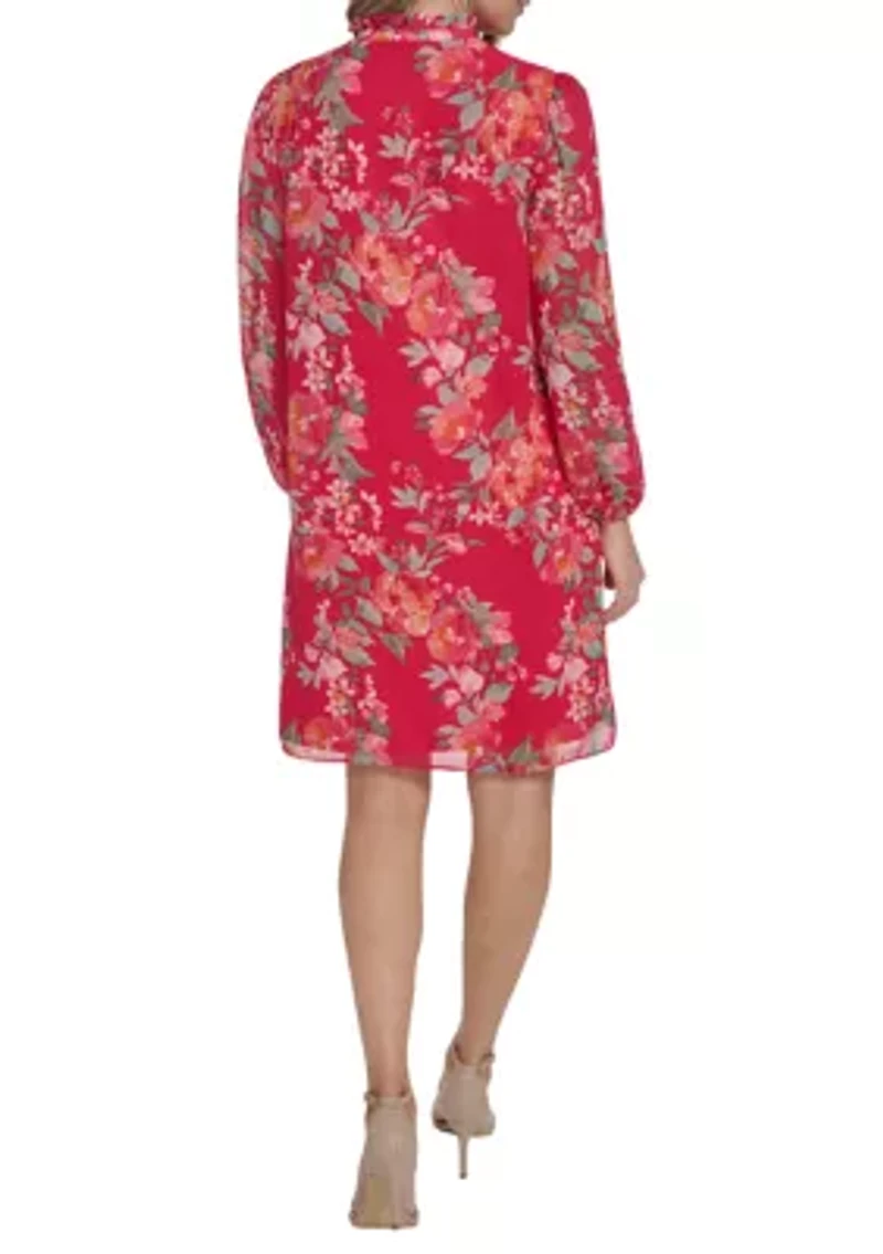 Women's Long Blouson Sleeves Mini Dress