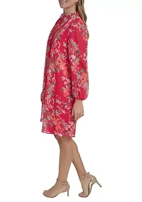 Women's Long Blouson Sleeves Mini Dress