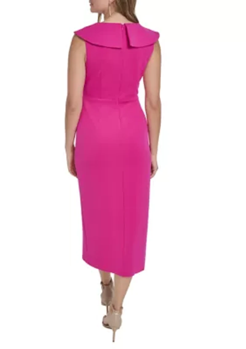 Women's Sleeveless V-Neck Embroidered Cascade Ruffle Short Dress