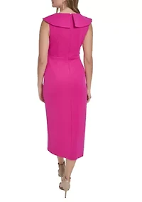 Women's Sleeveless V-Neck Embroidered Cascade Ruffle Short Dress