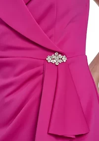 Women's Sleeveless V-Neck Embroidered Cascade Ruffle Short Dress