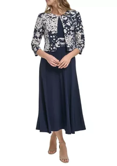 Women's 3/4 Sleeve Dress and Jacket Set