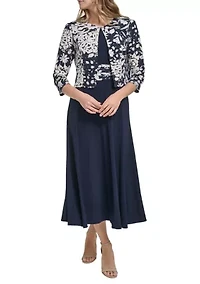 Women's 3/4 Sleeve Dress and Jacket Set
