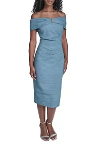 Women's Off Shoulder Embellished Neckline Sheath Dress