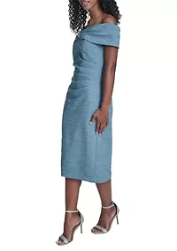 Women's Off Shoulder Embellished Neckline Sheath Dress