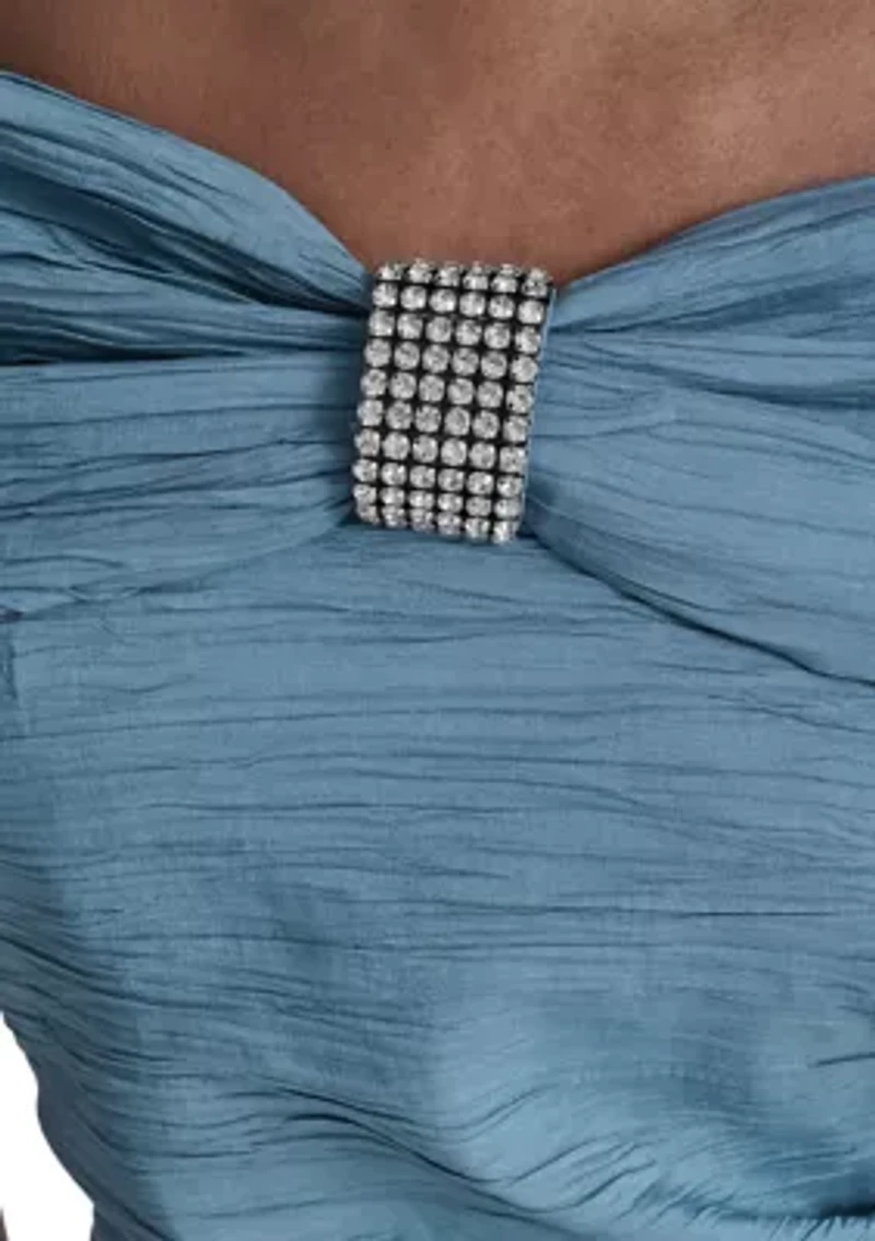 Women's Off Shoulder Embellished Neckline Sheath Dress