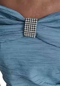 Women's Off Shoulder Embellished Neckline Sheath Dress