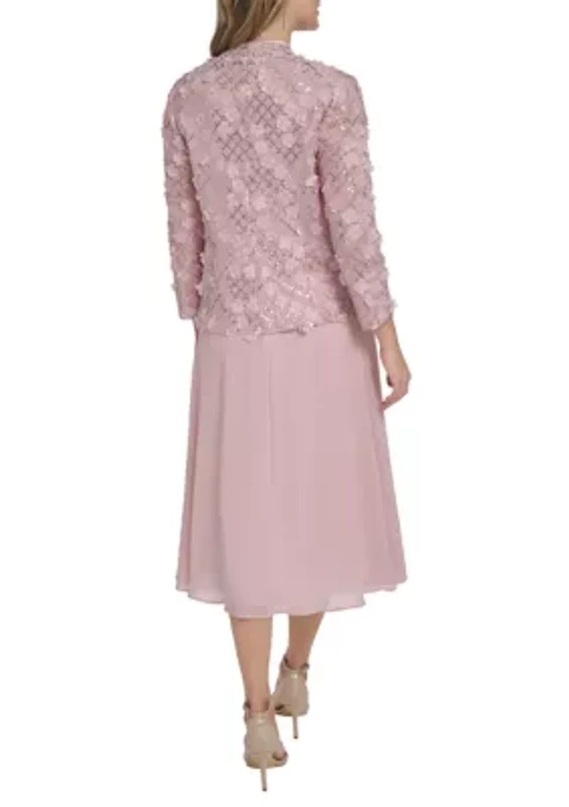 Women's Embroidered Floral Jacket Dress