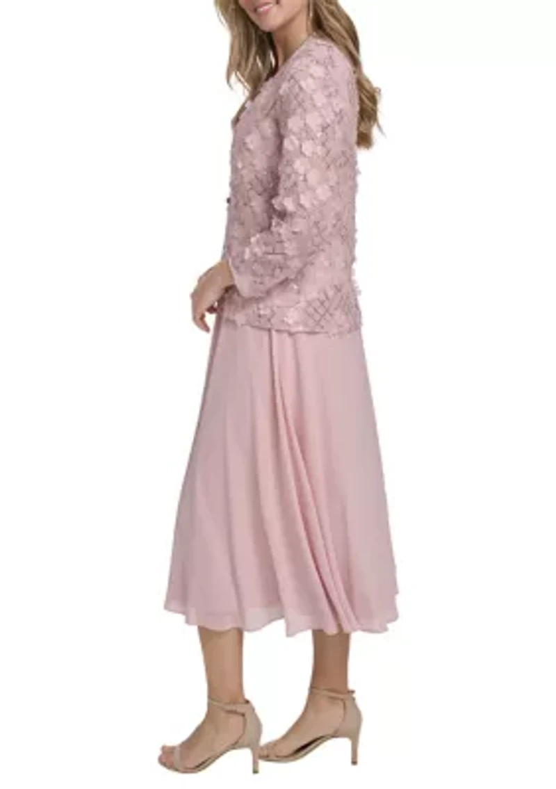 Women's Embroidered Floral Jacket Dress