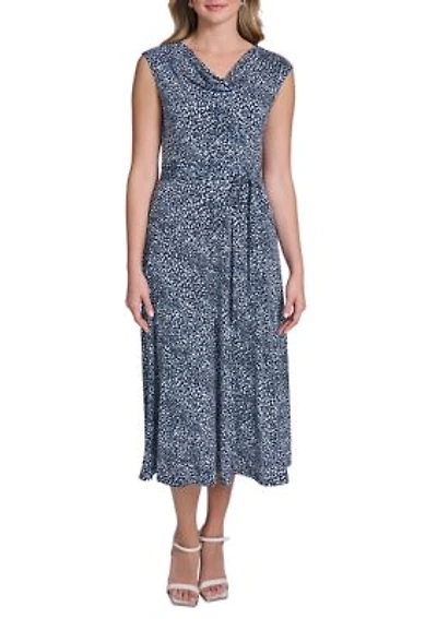 Women's Sleeveless Cowl Neck Printed A-Line Dress